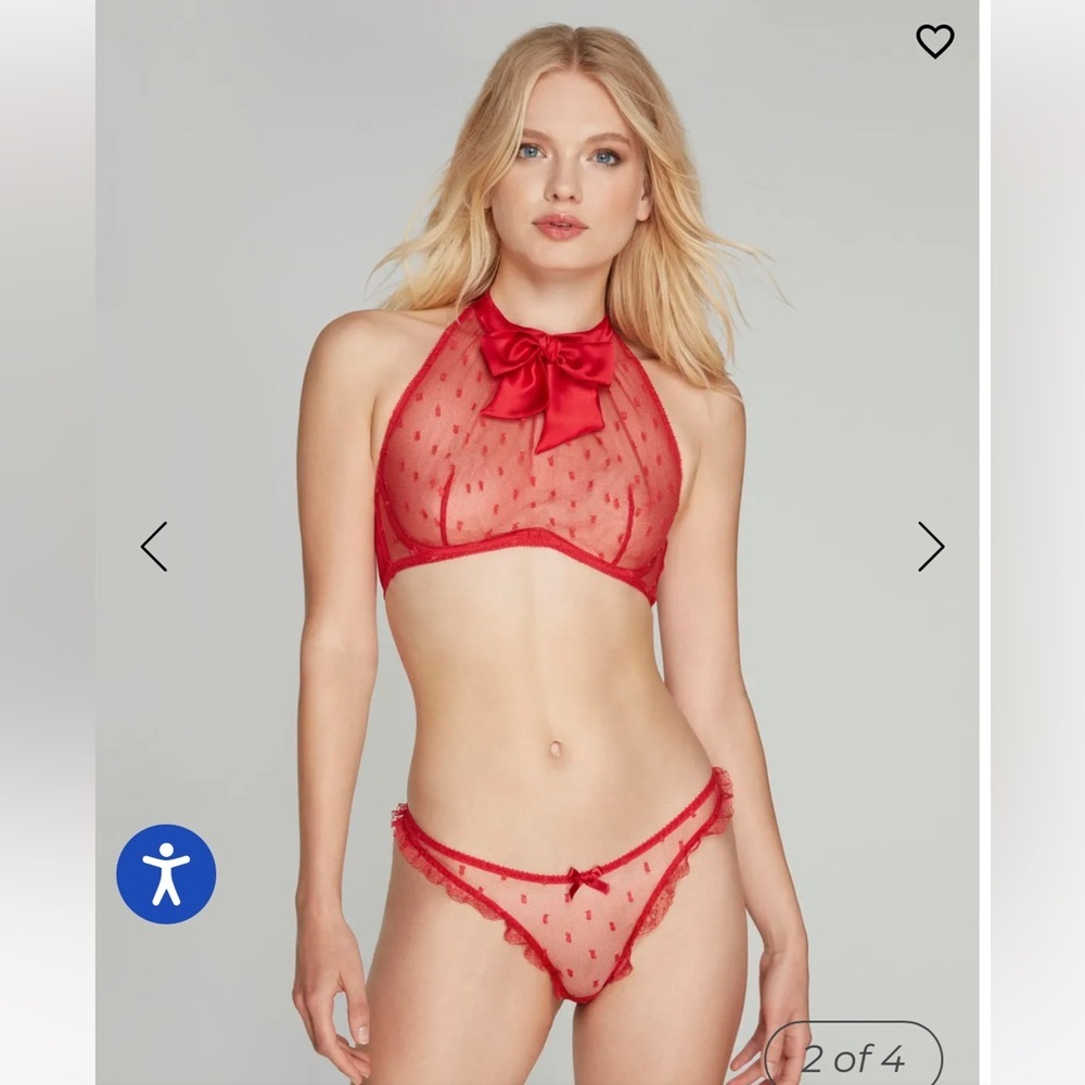 NWT AGENT PROVOCATEUR Madelina Red Lace Sheer Thong in AP Size 4 (US 8) - Picture 4 of 13